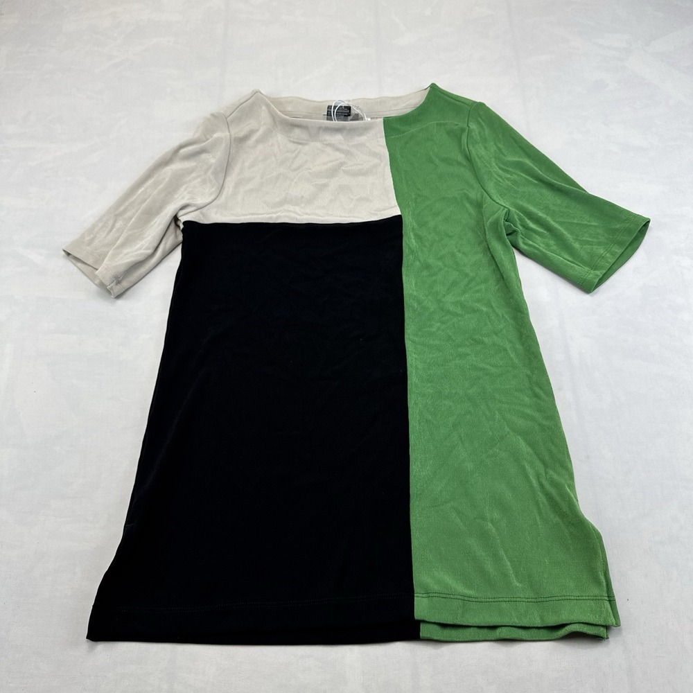 Chico's Women's Size 0 Colorblock Green Black Beige Stretch Dress NWT